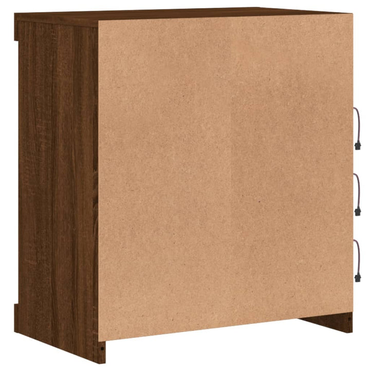 skænk med LED-lys 60,5x37x67 cm brun egetræsfarve