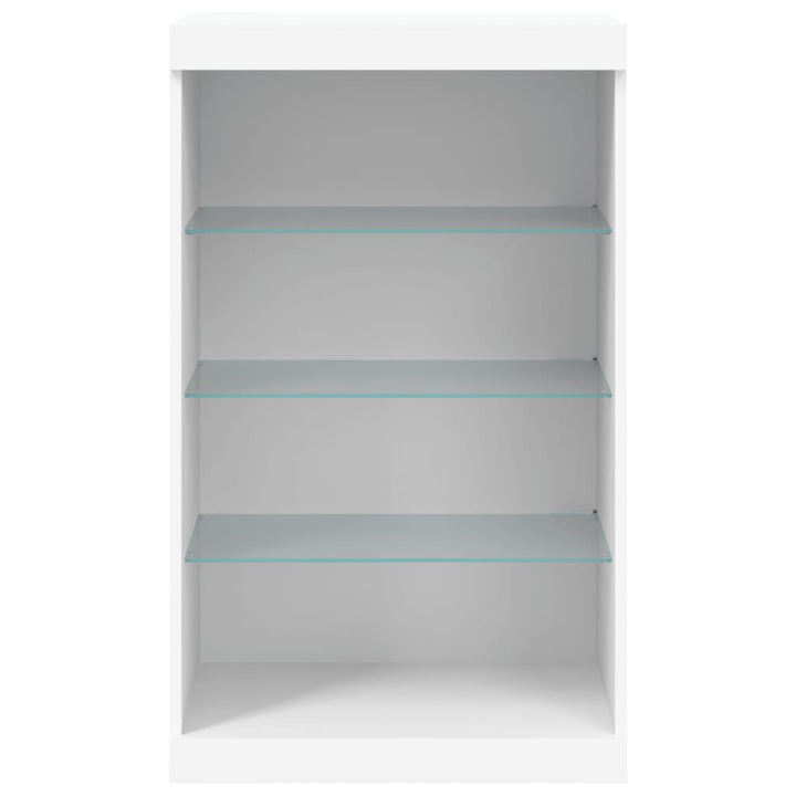 skænk med LED-lys 60,5x37x100 cm hvid