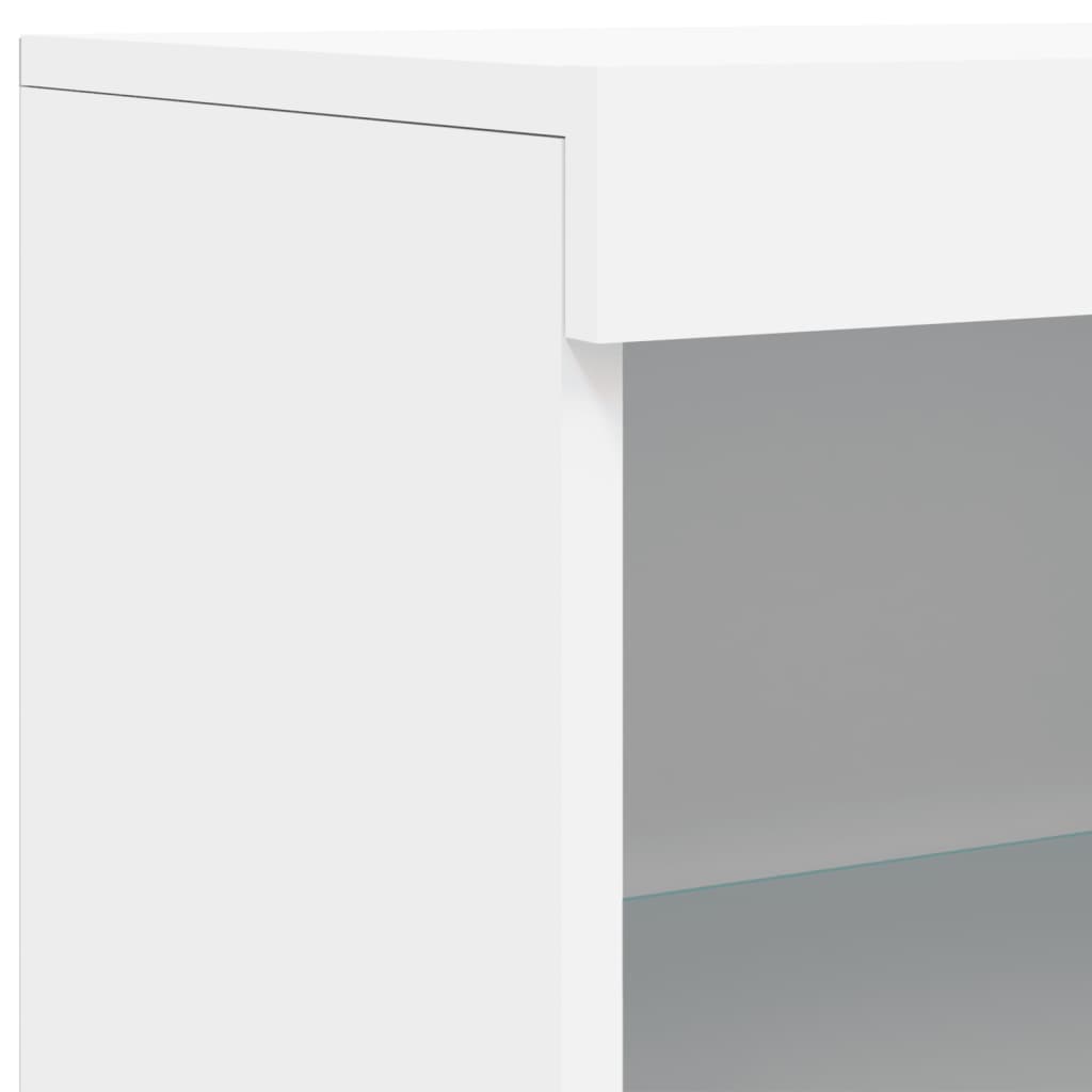 skænk med LED-lys 60,5x37x100 cm hvid