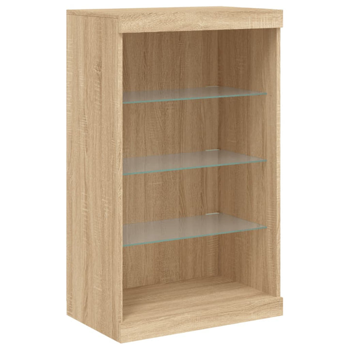 skænk med LED-lys 60,5x37x100 cm sonoma-eg