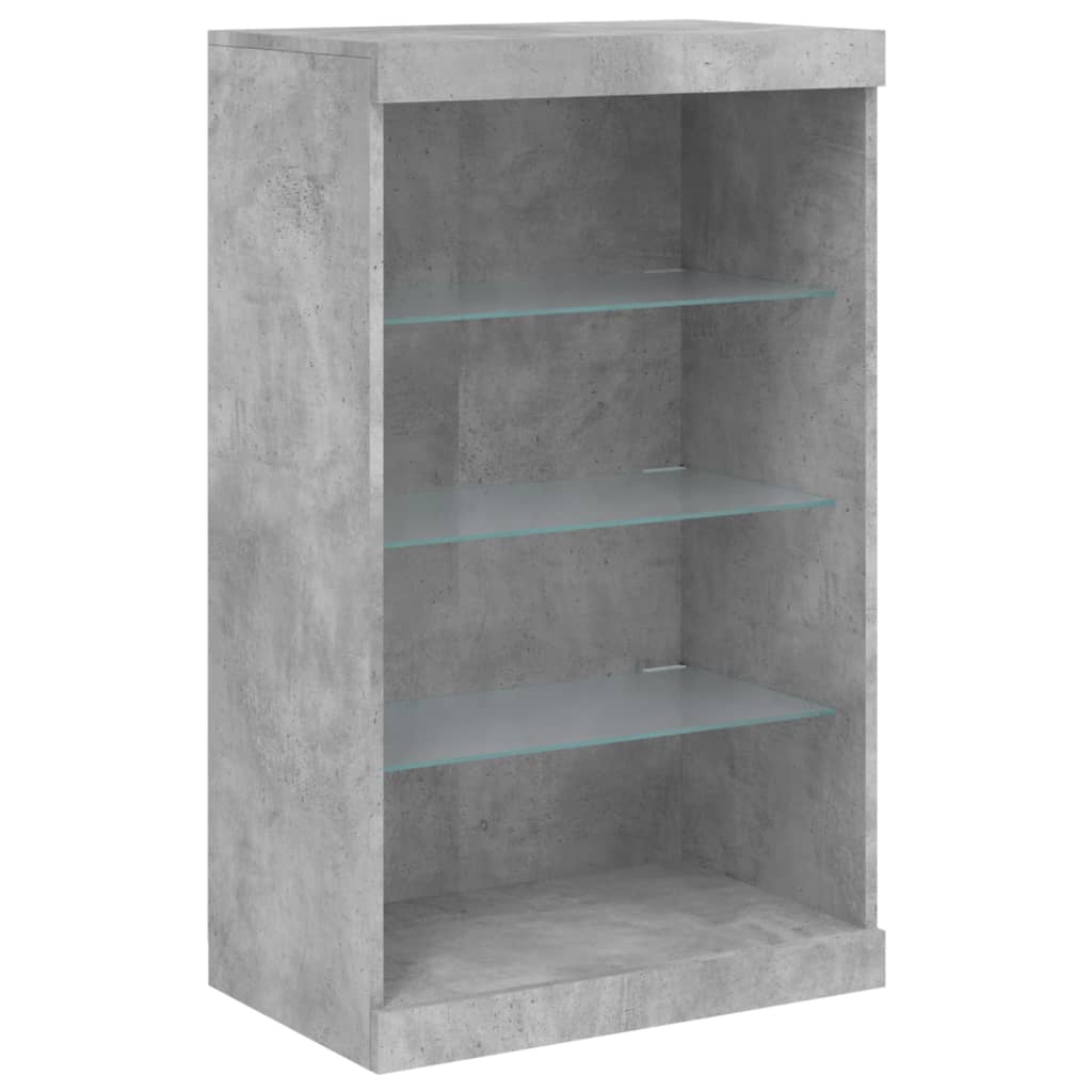 skænk med LED-lys 60,5x37x100 cm betongrå