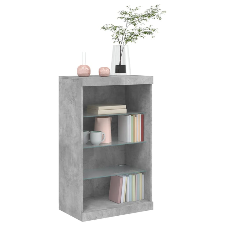 skænk med LED-lys 60,5x37x100 cm betongrå