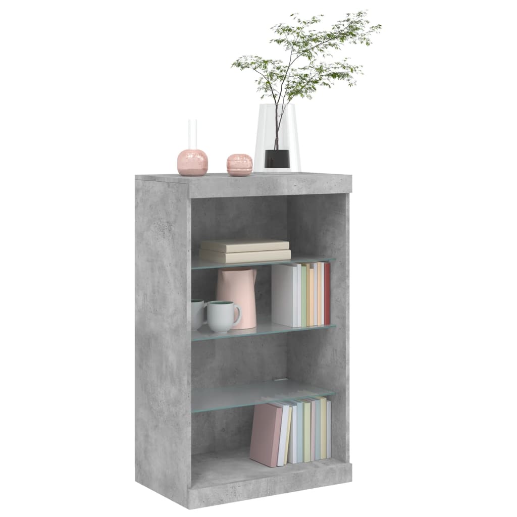 skænk med LED-lys 60,5x37x100 cm betongrå