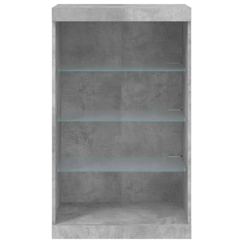 skænk med LED-lys 60,5x37x100 cm betongrå