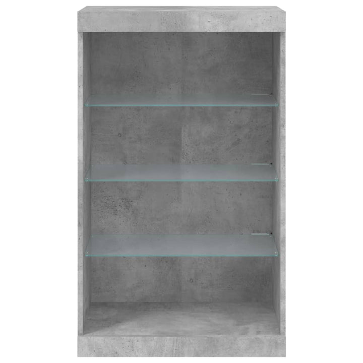 skænk med LED-lys 60,5x37x100 cm betongrå