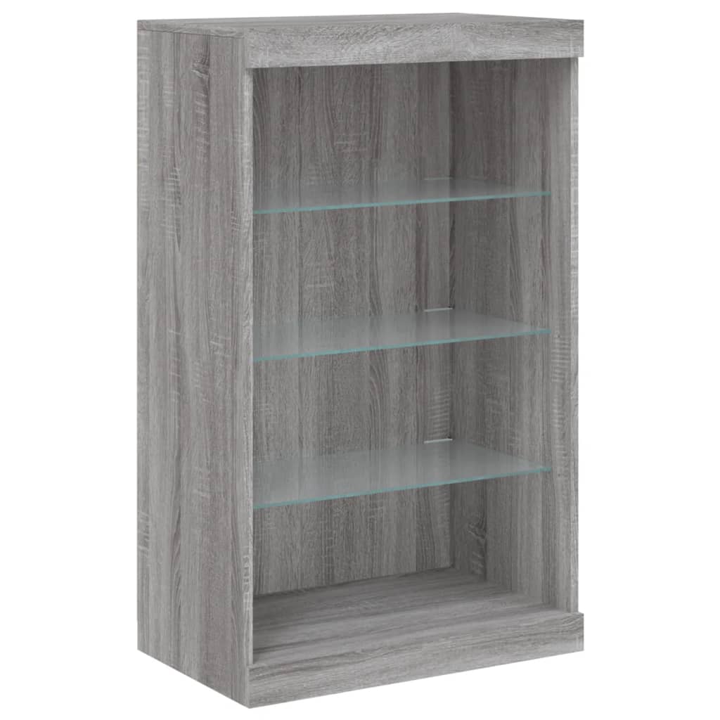 skænk med LED-lys 60,5x37x100 cm grå sonoma-eg
