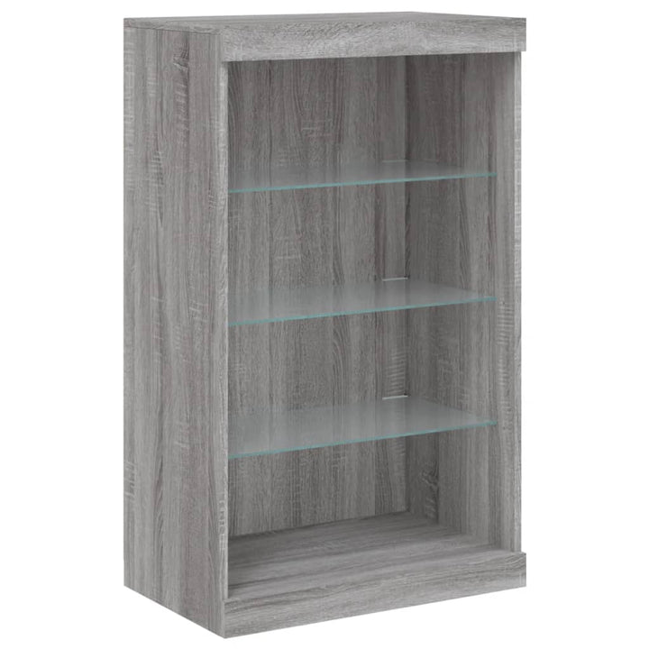 skænk med LED-lys 60,5x37x100 cm grå sonoma-eg
