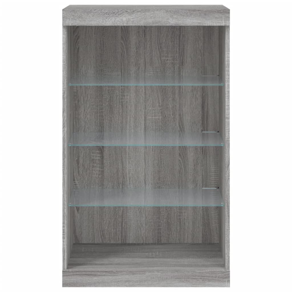 skænk med LED-lys 60,5x37x100 cm grå sonoma-eg