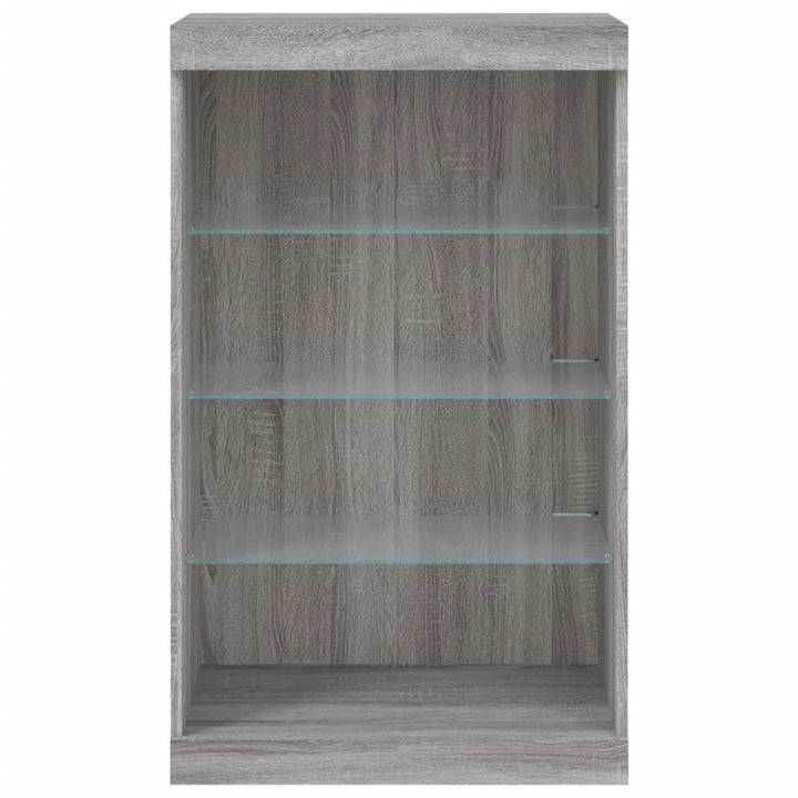 skænk med LED-lys 60,5x37x100 cm grå sonoma-eg