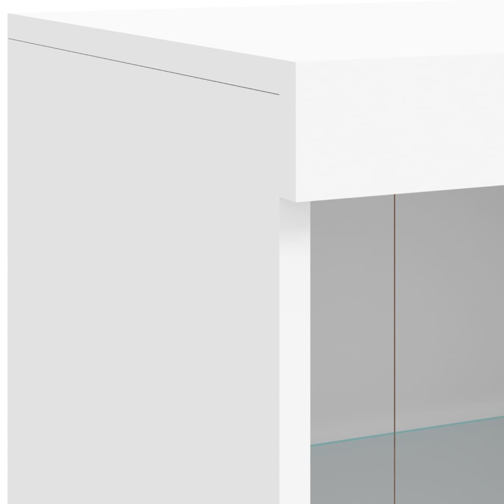 skænk med LED-lys 81x37x100 cm hvid