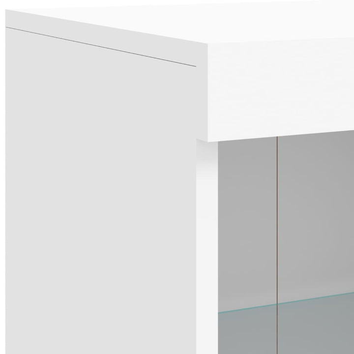 skænk med LED-lys 81x37x100 cm hvid