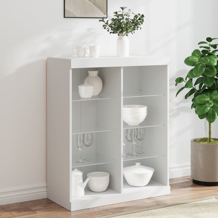 skænk med LED-lys 81x37x100 cm hvid
