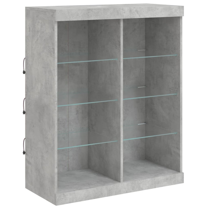 skænk med LED-lys 81x37x100 cm betongrå