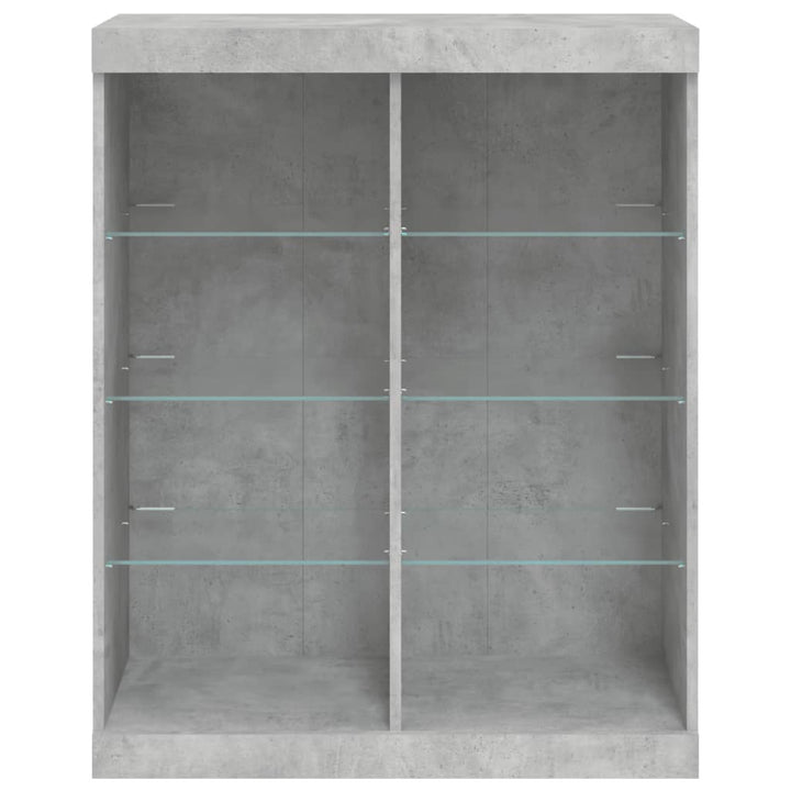 skænk med LED-lys 81x37x100 cm betongrå