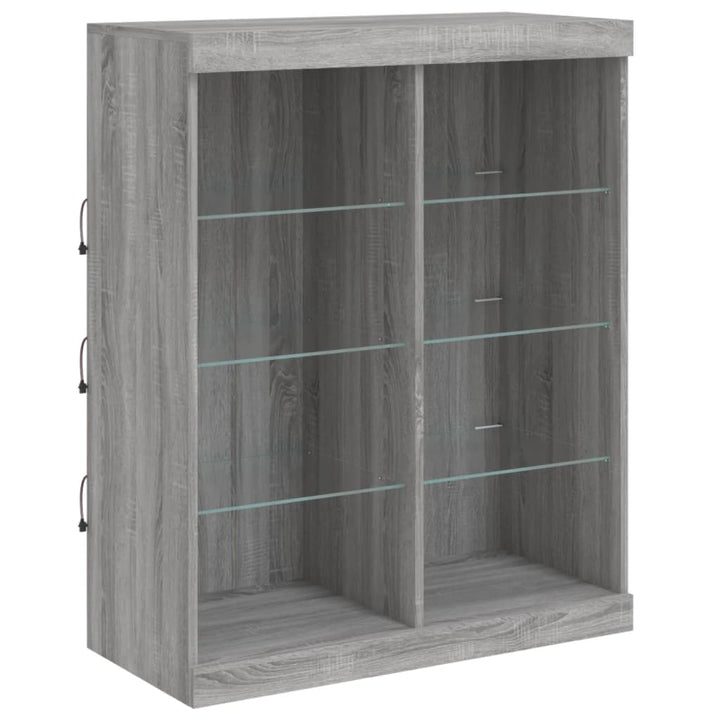 skænk med LED-lys 81x37x100 cm grå sonoma-eg
