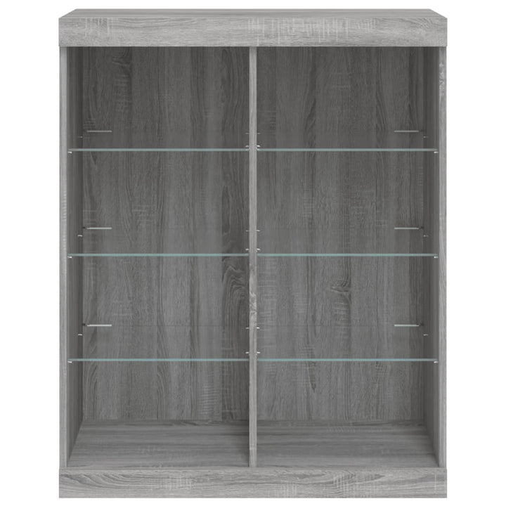 skænk med LED-lys 81x37x100 cm grå sonoma-eg