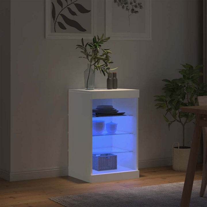 skænk med LED-lys 41x37x67 cm hvid