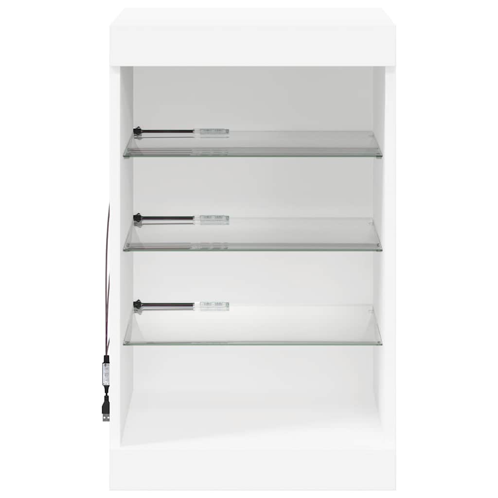 skænk med LED-lys 41x37x67 cm hvid