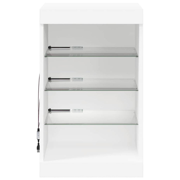 skænk med LED-lys 41x37x67 cm hvid