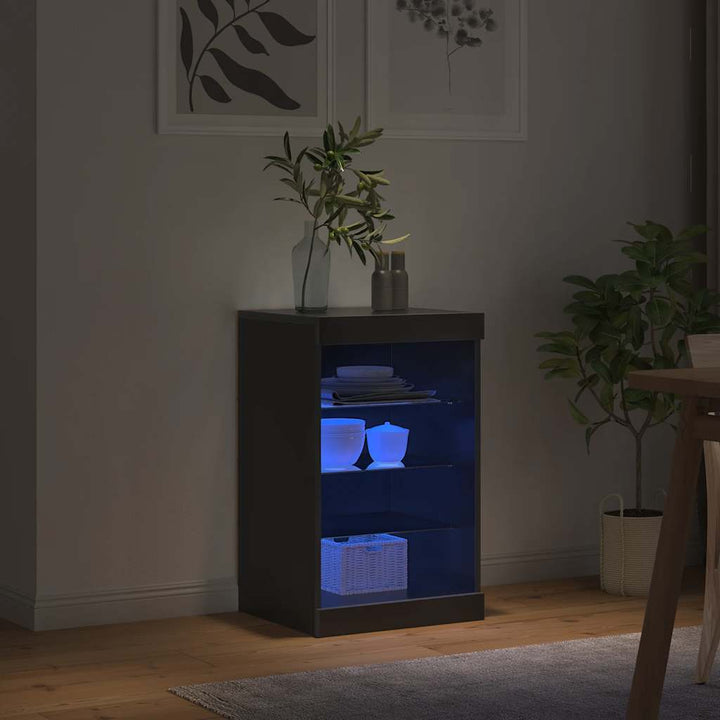 skænk med LED-lys 41x37x67 cm sort