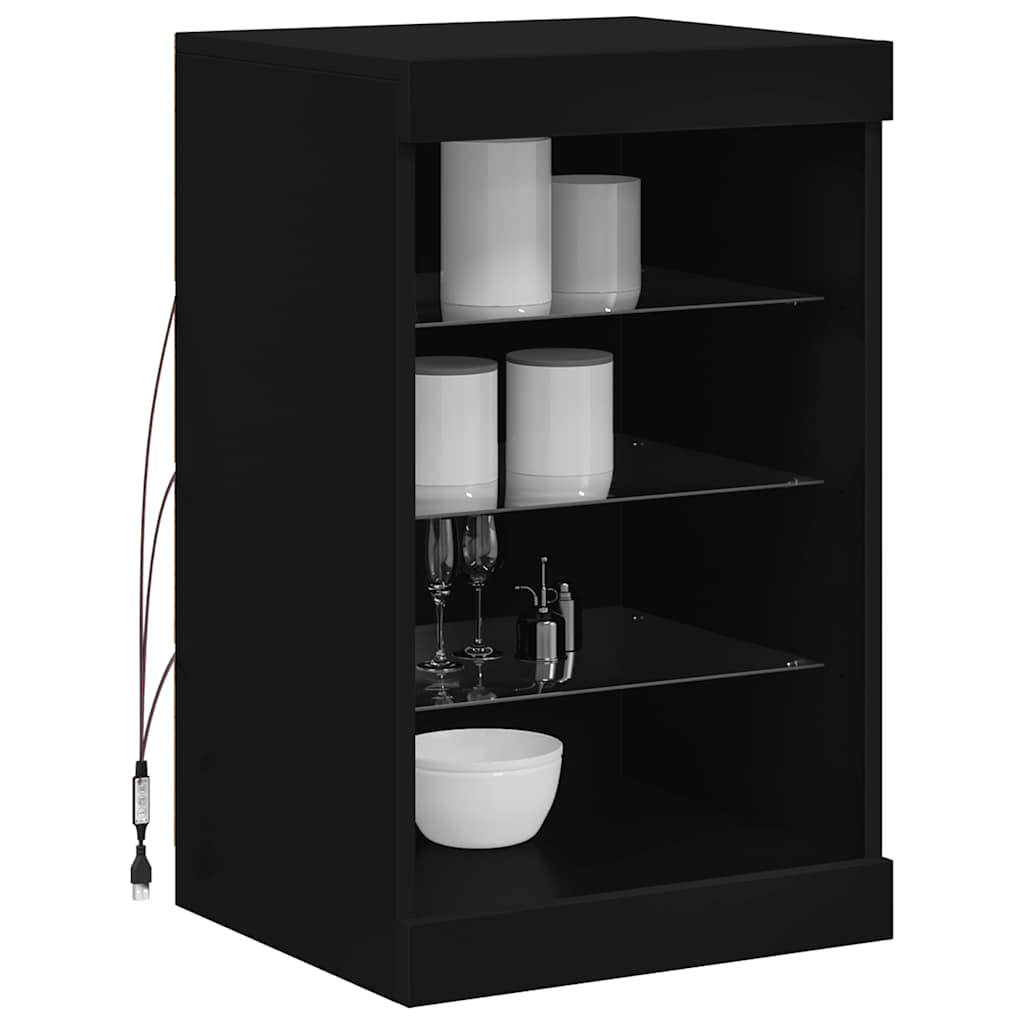 skænk med LED-lys 41x37x67 cm sort