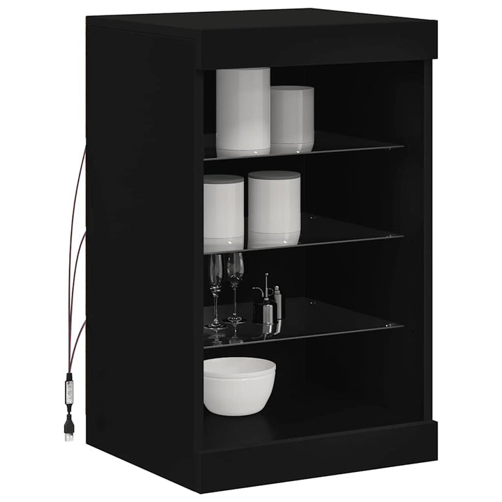 skænk med LED-lys 41x37x67 cm sort