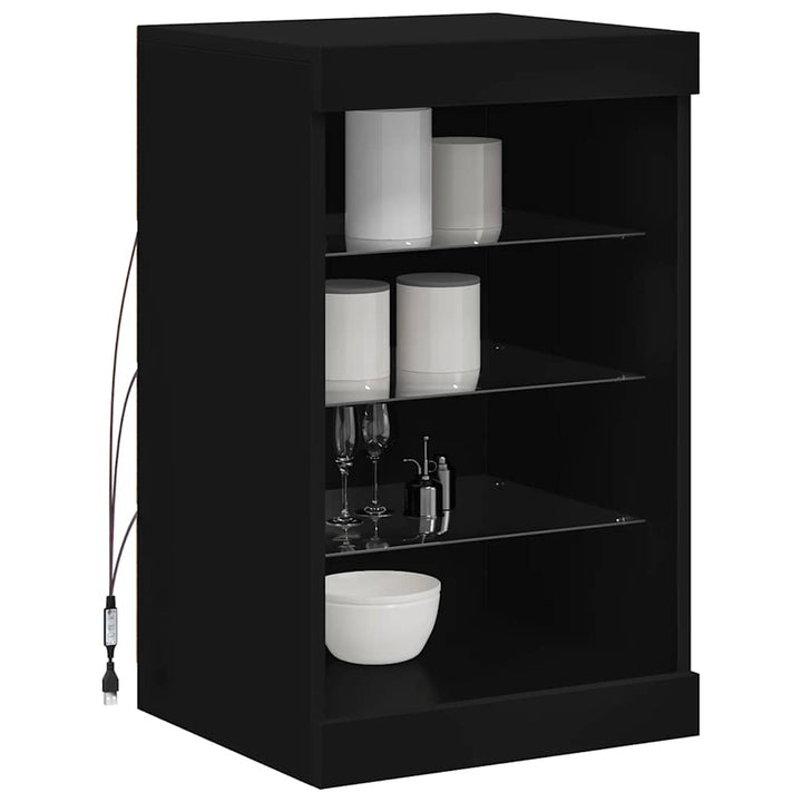 skænk med LED-lys 41x37x67 cm sort