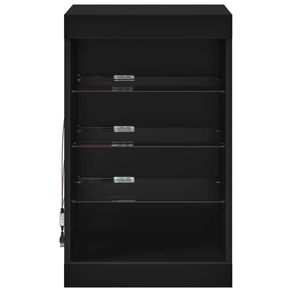 skænk med LED-lys 41x37x67 cm sort