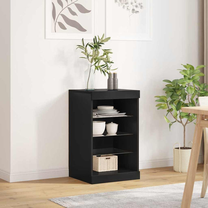 skænk med LED-lys 41x37x67 cm sort