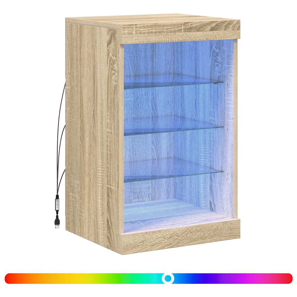 skænk med LED-lys 41x37x67 cm sonoma-eg