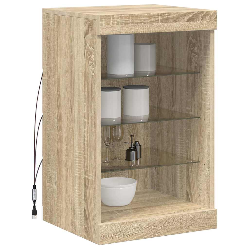 skænk med LED-lys 41x37x67 cm sonoma-eg