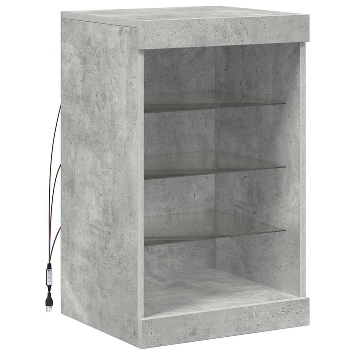 skænk med LED-lys 41x37x67 cm betongrå