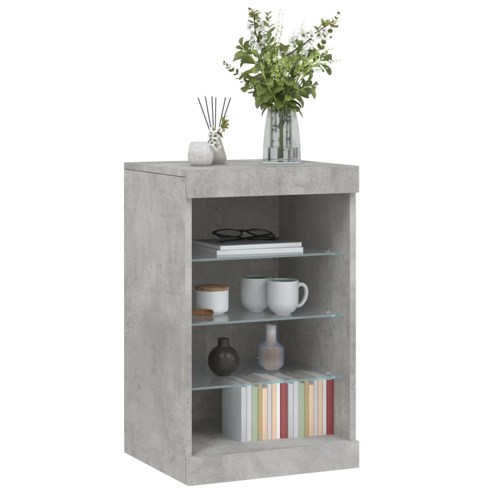 skænk med LED-lys 41x37x67 cm betongrå