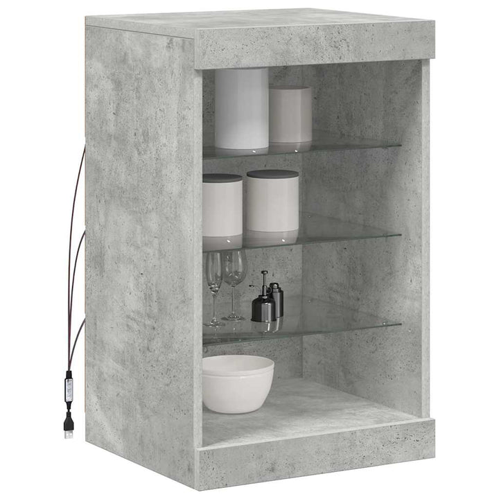 skænk med LED-lys 41x37x67 cm betongrå