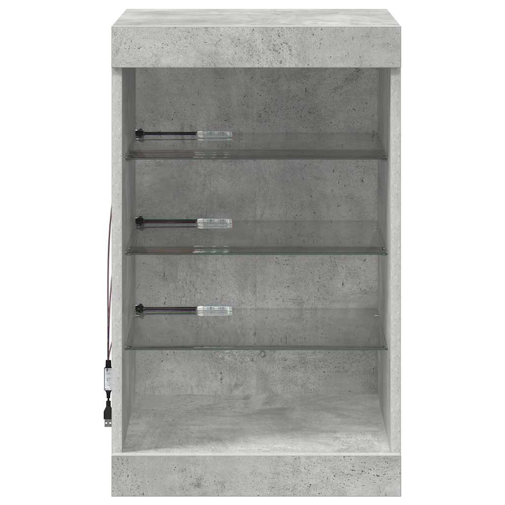 skænk med LED-lys 41x37x67 cm betongrå