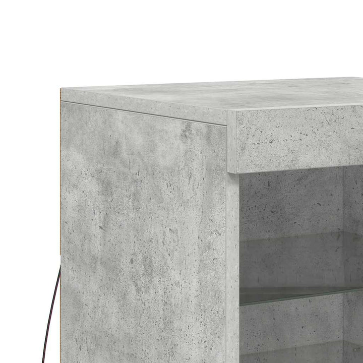 skænk med LED-lys 41x37x67 cm betongrå