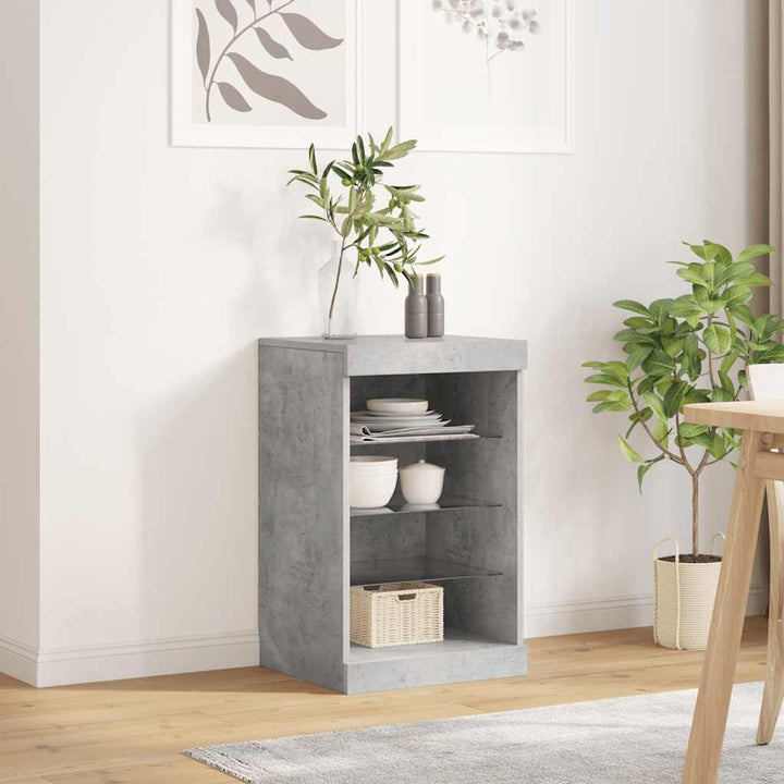 skænk med LED-lys 41x37x67 cm betongrå