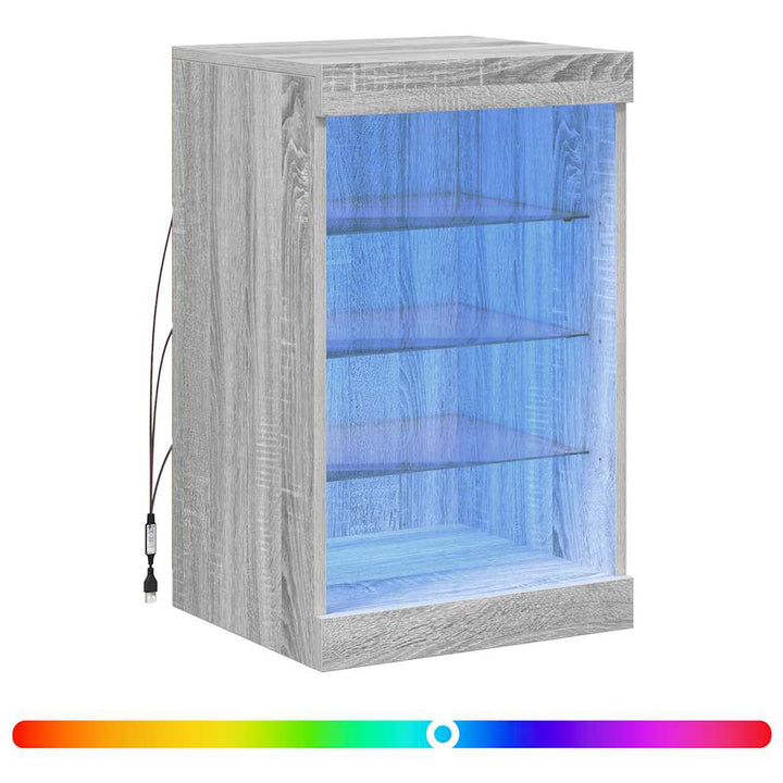 skænk med LED-lys 41x37x67 cm grå sonoma-eg