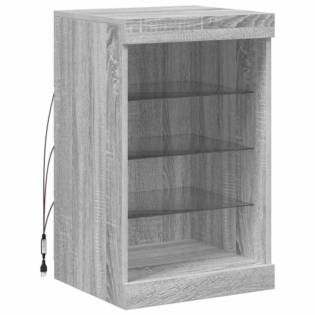 skænk med LED-lys 41x37x67 cm grå sonoma-eg