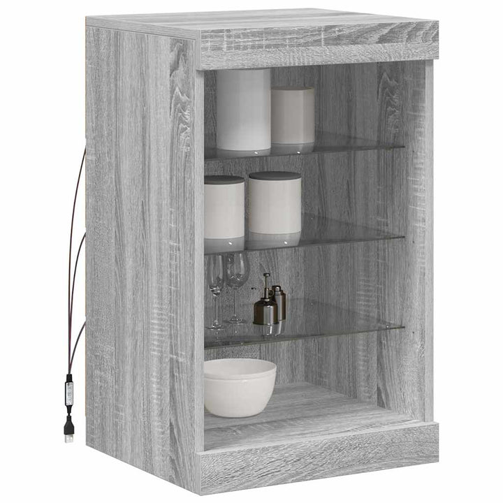 skænk med LED-lys 41x37x67 cm grå sonoma-eg