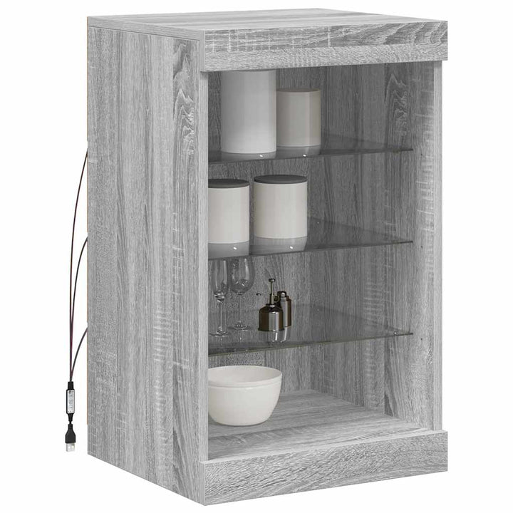 skænk med LED-lys 41x37x67 cm grå sonoma-eg