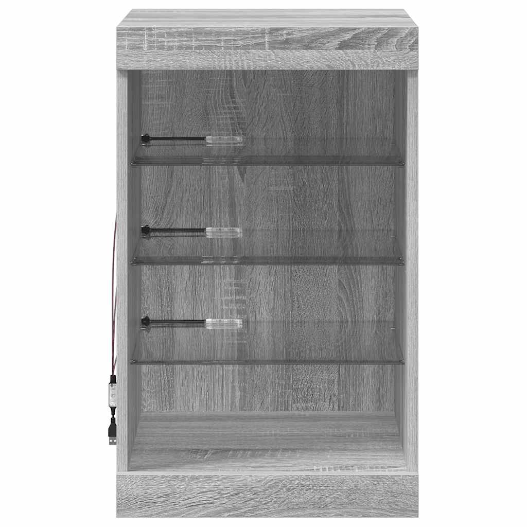 skænk med LED-lys 41x37x67 cm grå sonoma-eg