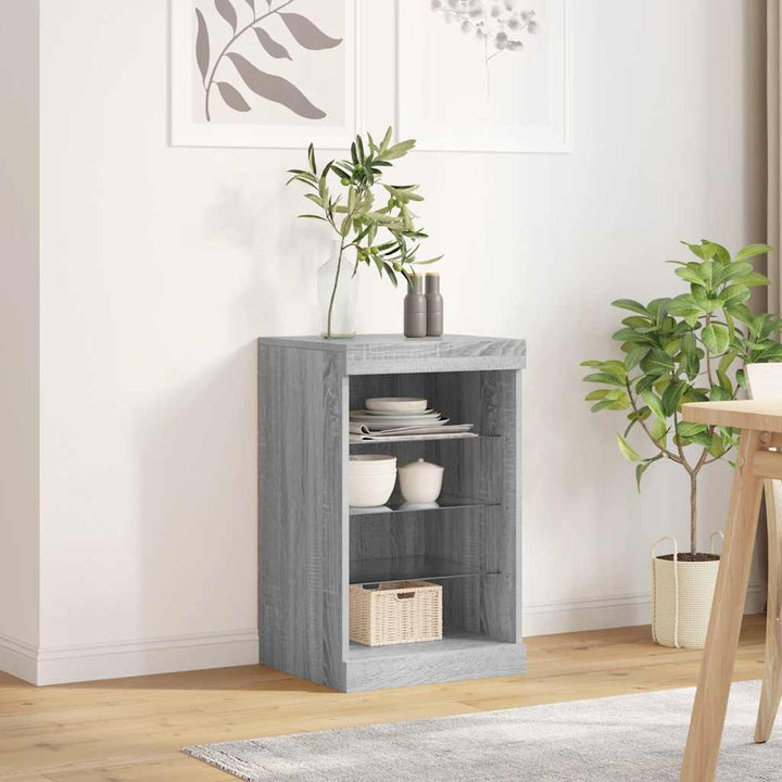 skænk med LED-lys 41x37x67 cm grå sonoma-eg