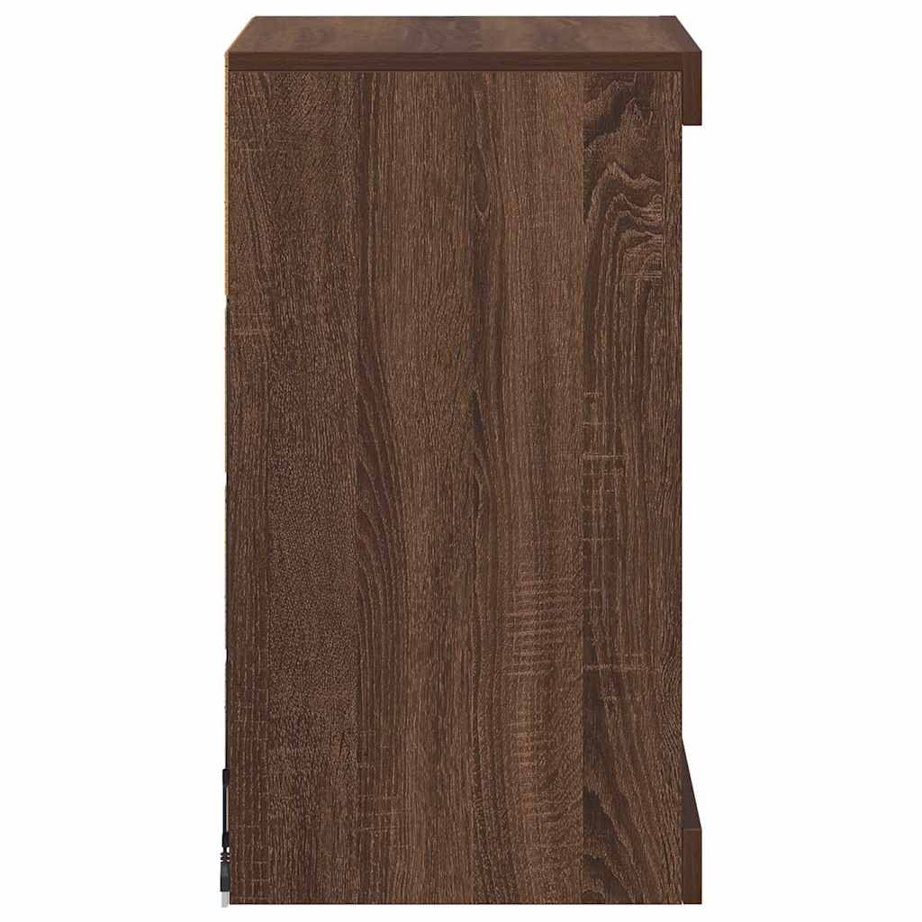 skænk med LED-lys 41x37x67 cm brun egetræsfarve