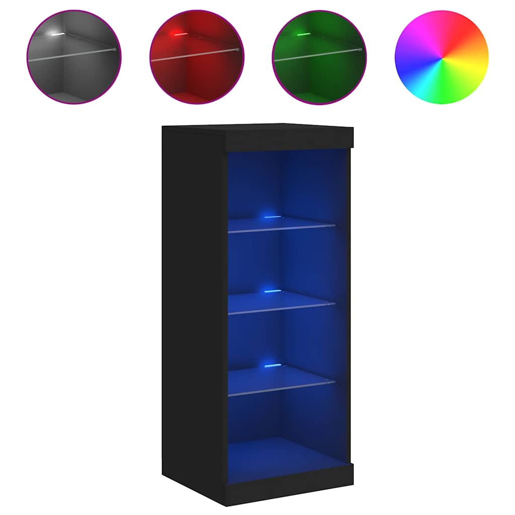 skænk med LED-lys 41x37x100 cm sort
