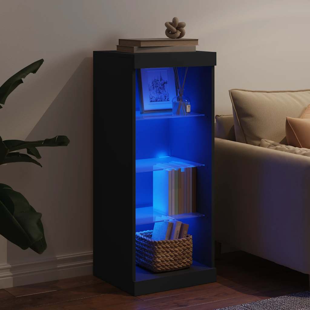 skænk med LED-lys 41x37x100 cm sort