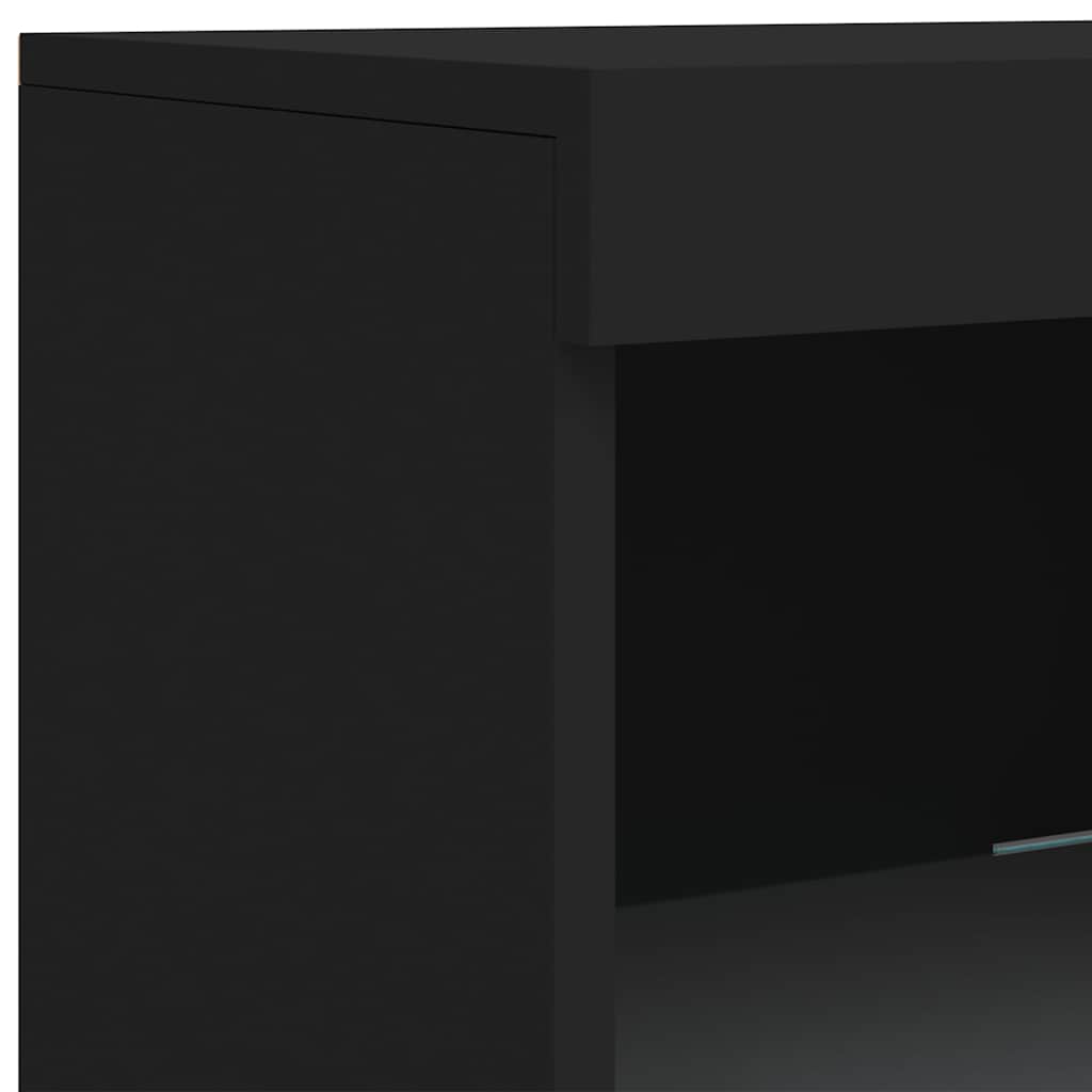 skænk med LED-lys 41x37x100 cm sort