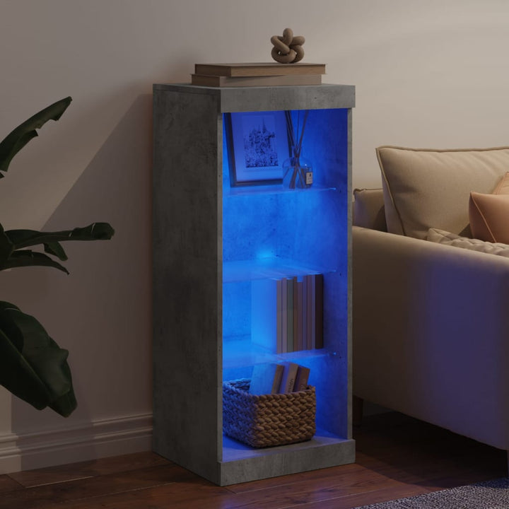 skænk med LED-lys 41x37x100 cm betongrå