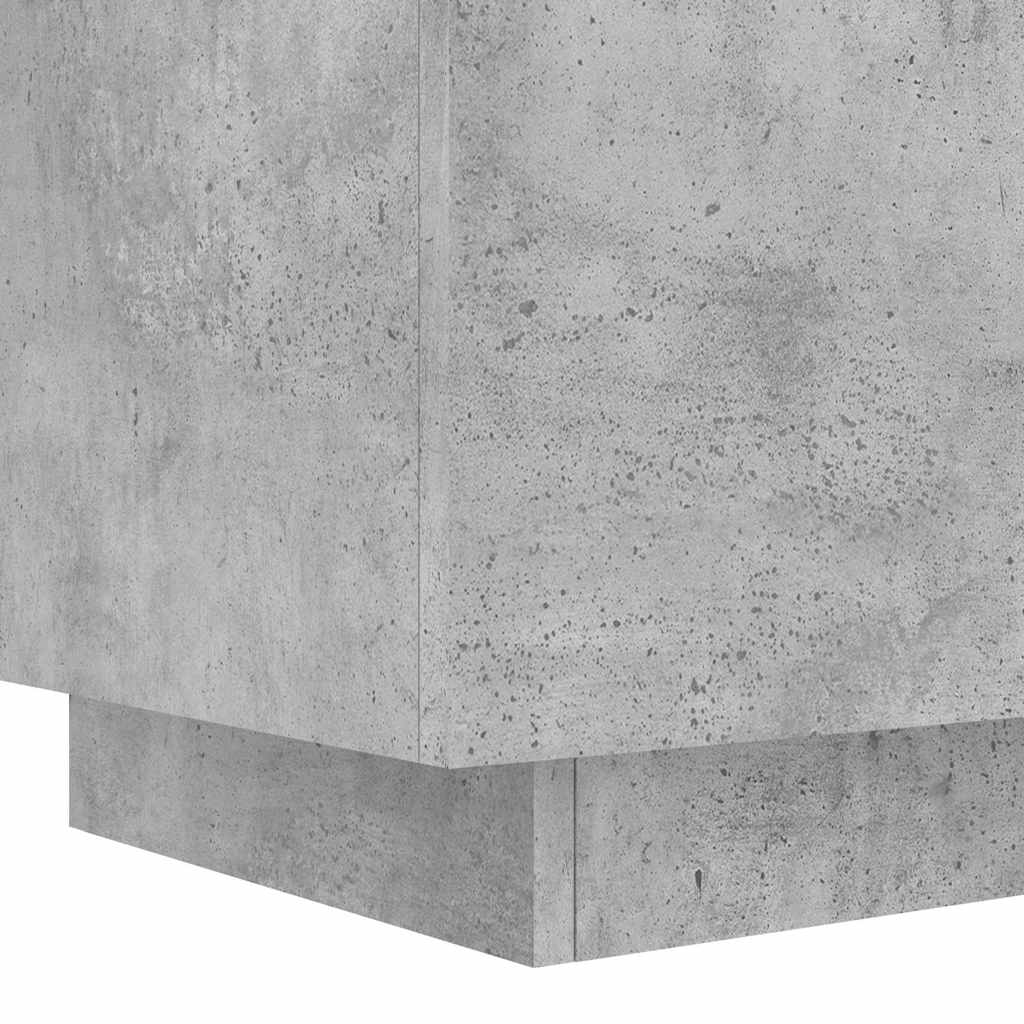 sengebord med LED-lys konstrueret træ betongrå