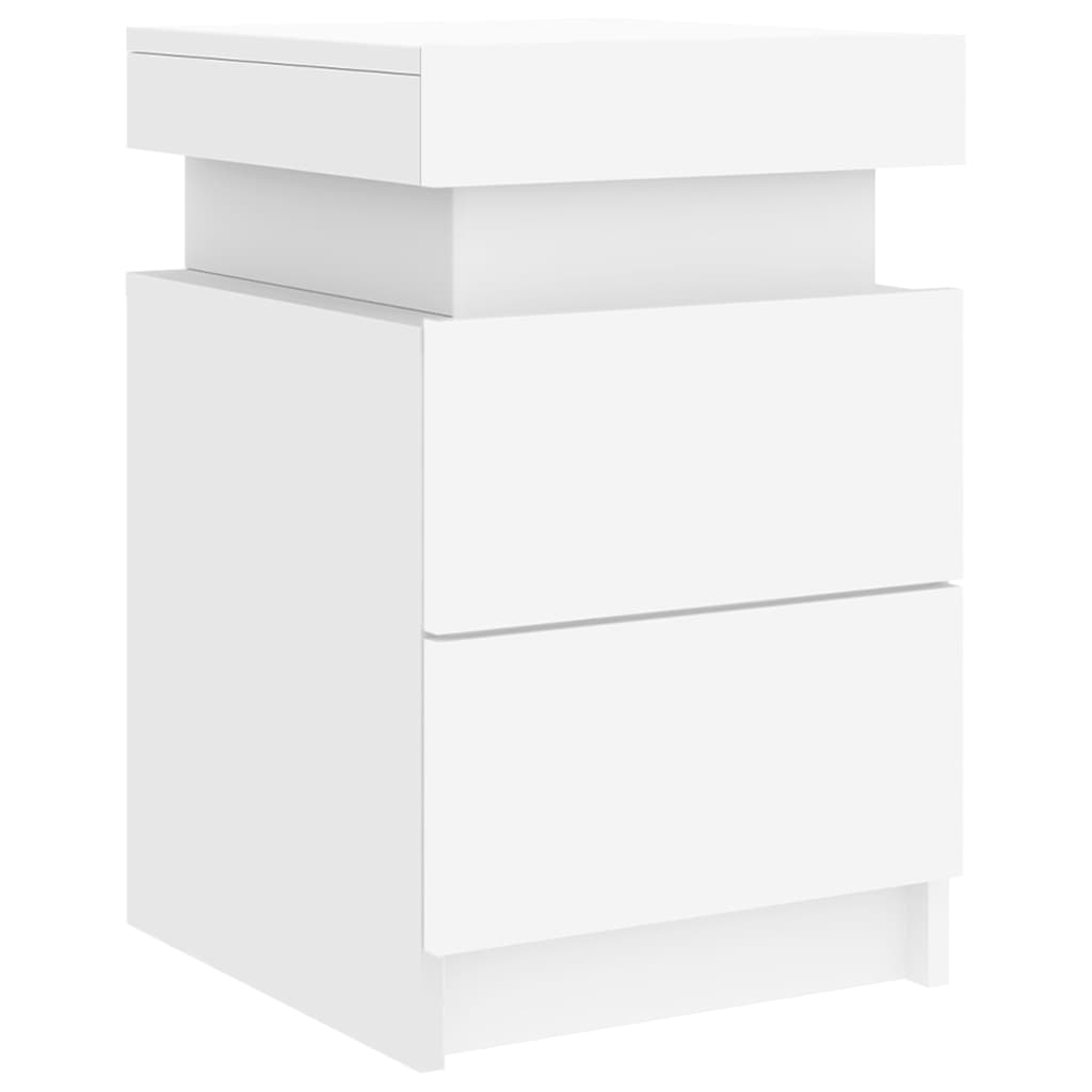 sengebord med LED-lys 35x39x55 cm hvid